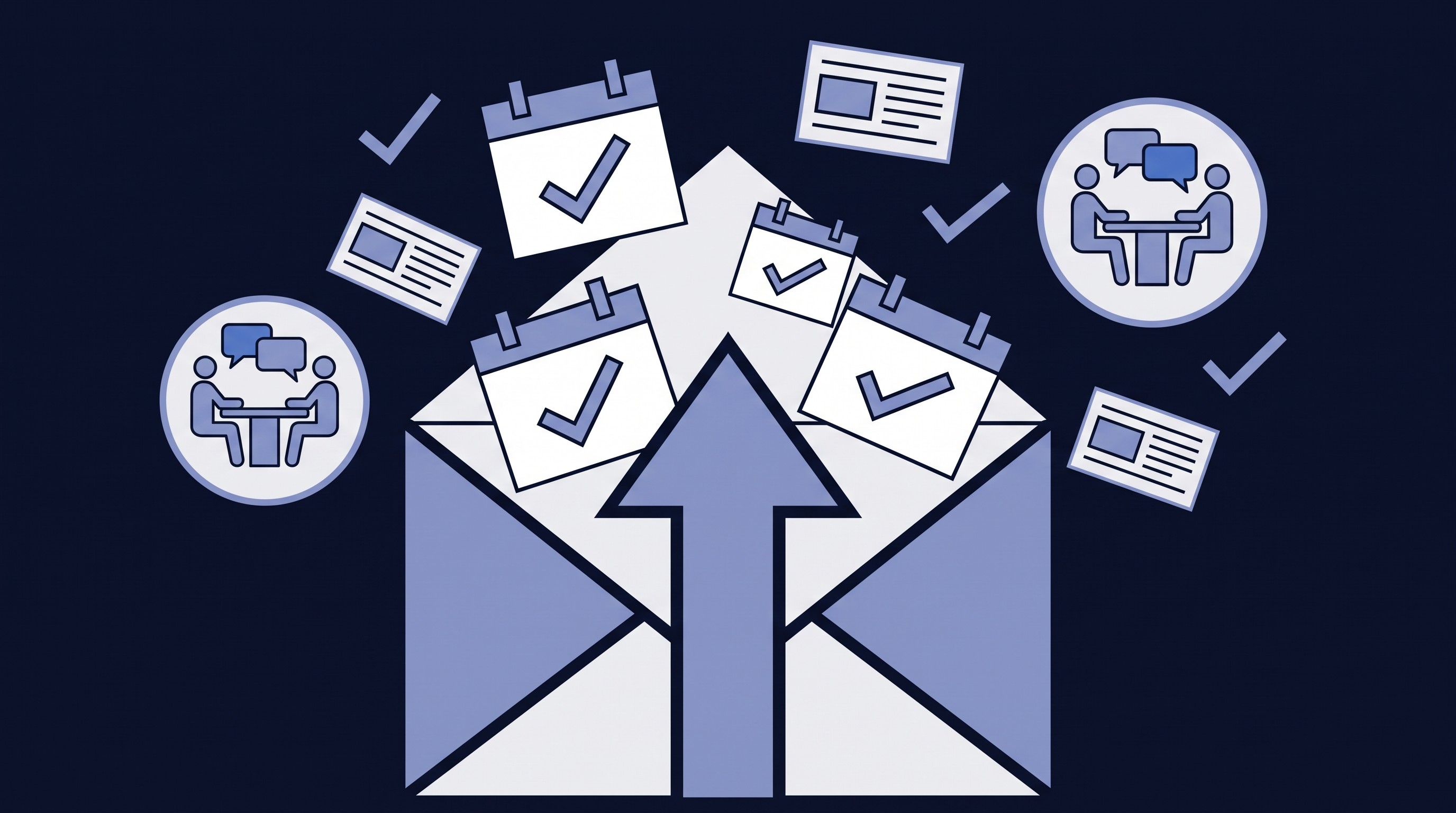 Illustration of an email newsletter producing booked meetings