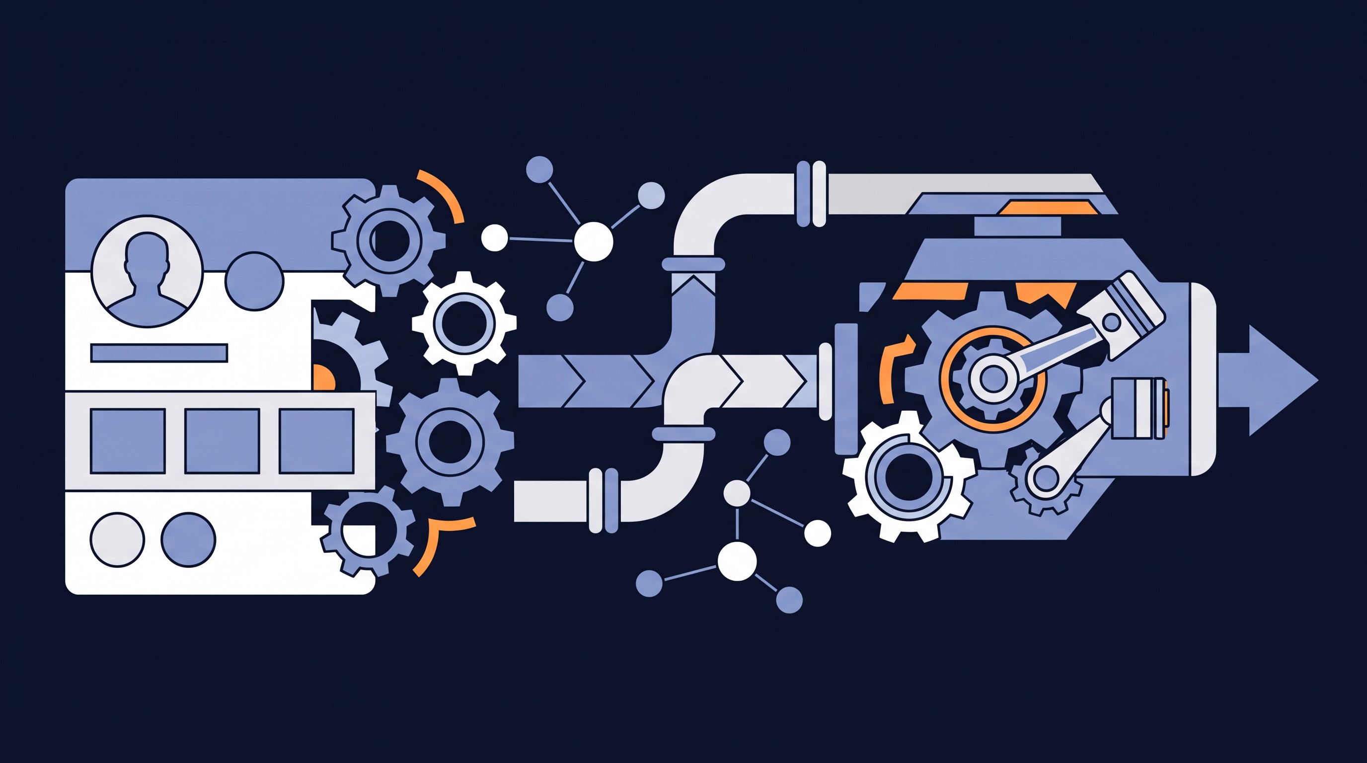 Illustration of a professional profile turning into a sales engine